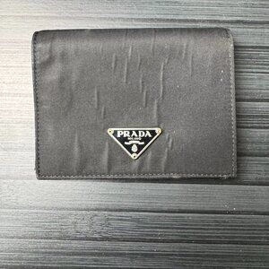 PRADA Nylon & Saffiano Leather Black Wallet Used|Authentic